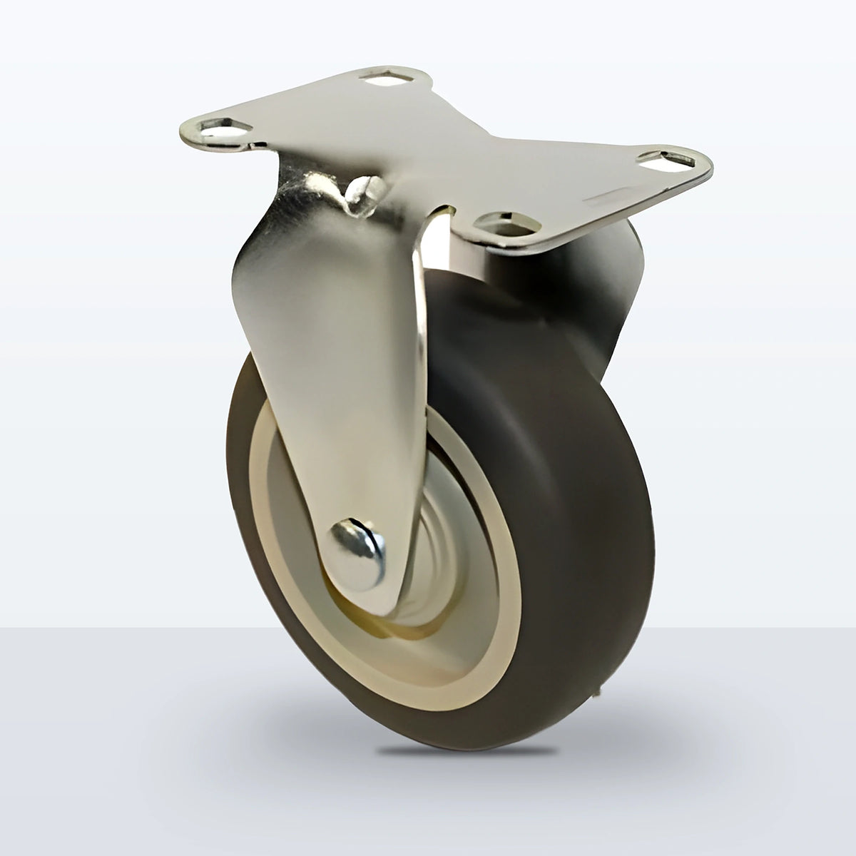 4" Thermoplastic Rubber on Polypropylene Caster, Top Plate, 250 lb Capacity - Plain with Steel Bushing
