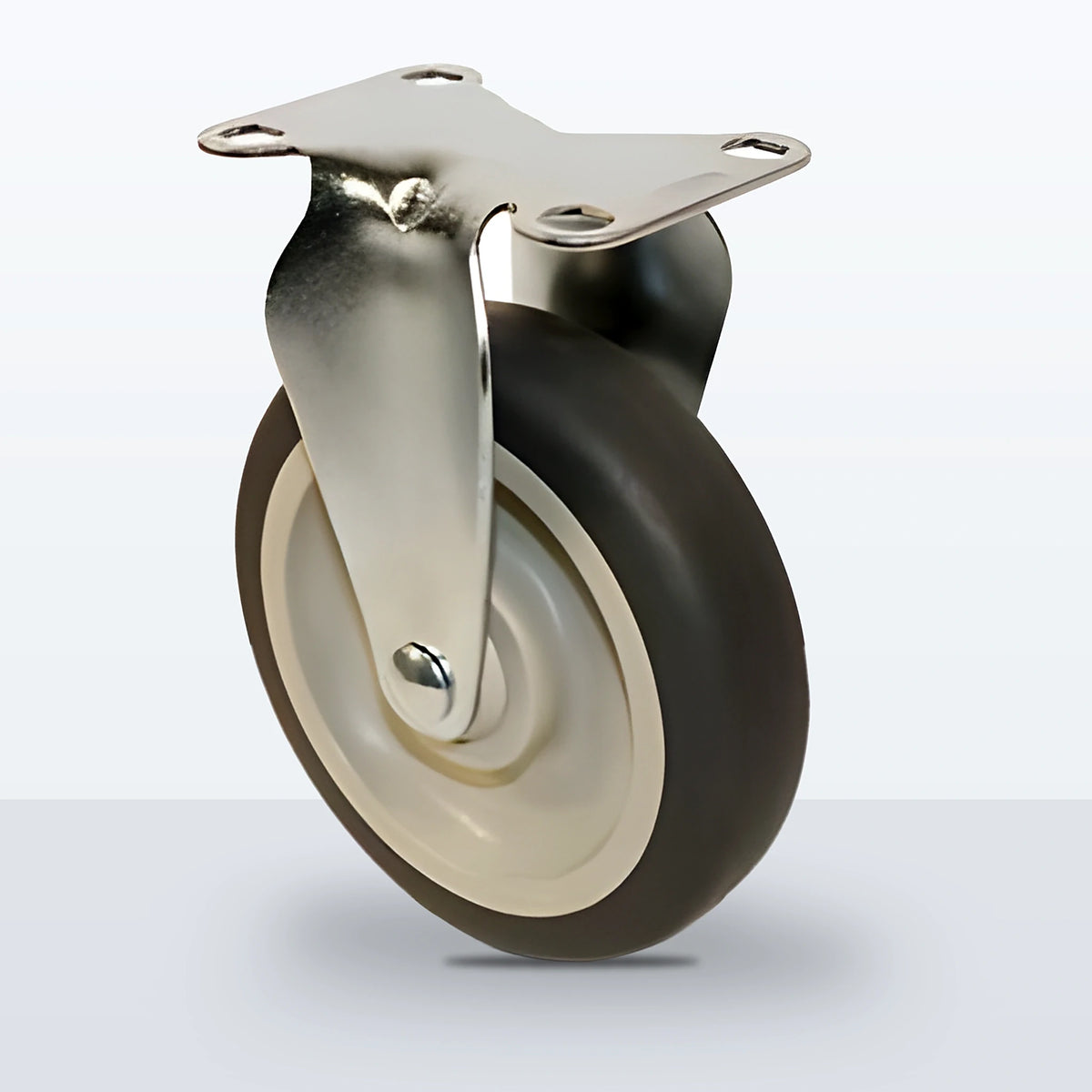 5" Thermoplastic Rubber on Polypropylene Caster, Top Plate, 300 lb Capacity - Plain with Steel Bushing