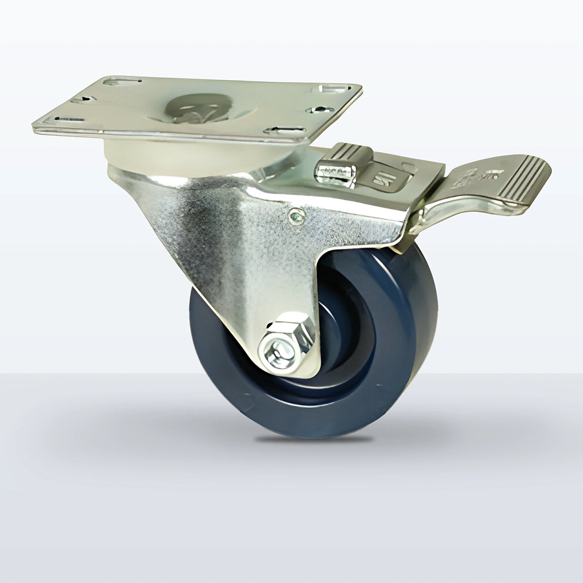 3" Solid Polyurethane Caster, Top Plate, 300 lb Capacity - Plain with Steel Bushing