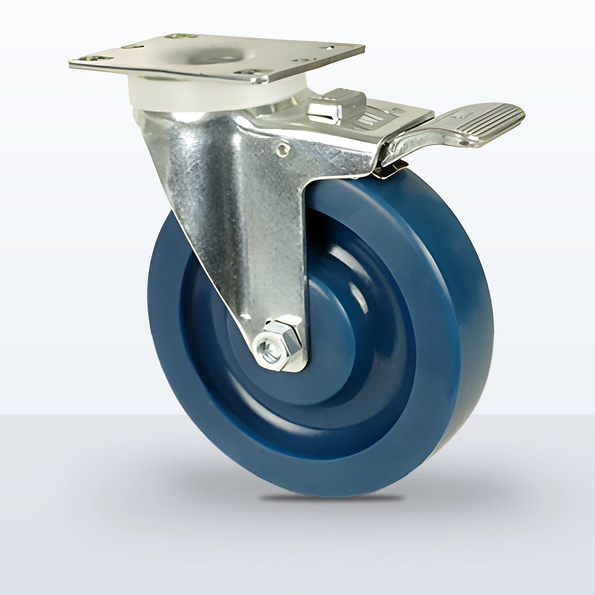 5" Solid Polyurethane Caster, Top Plate, 350 lb Capacity - Plain with Steel Bushing