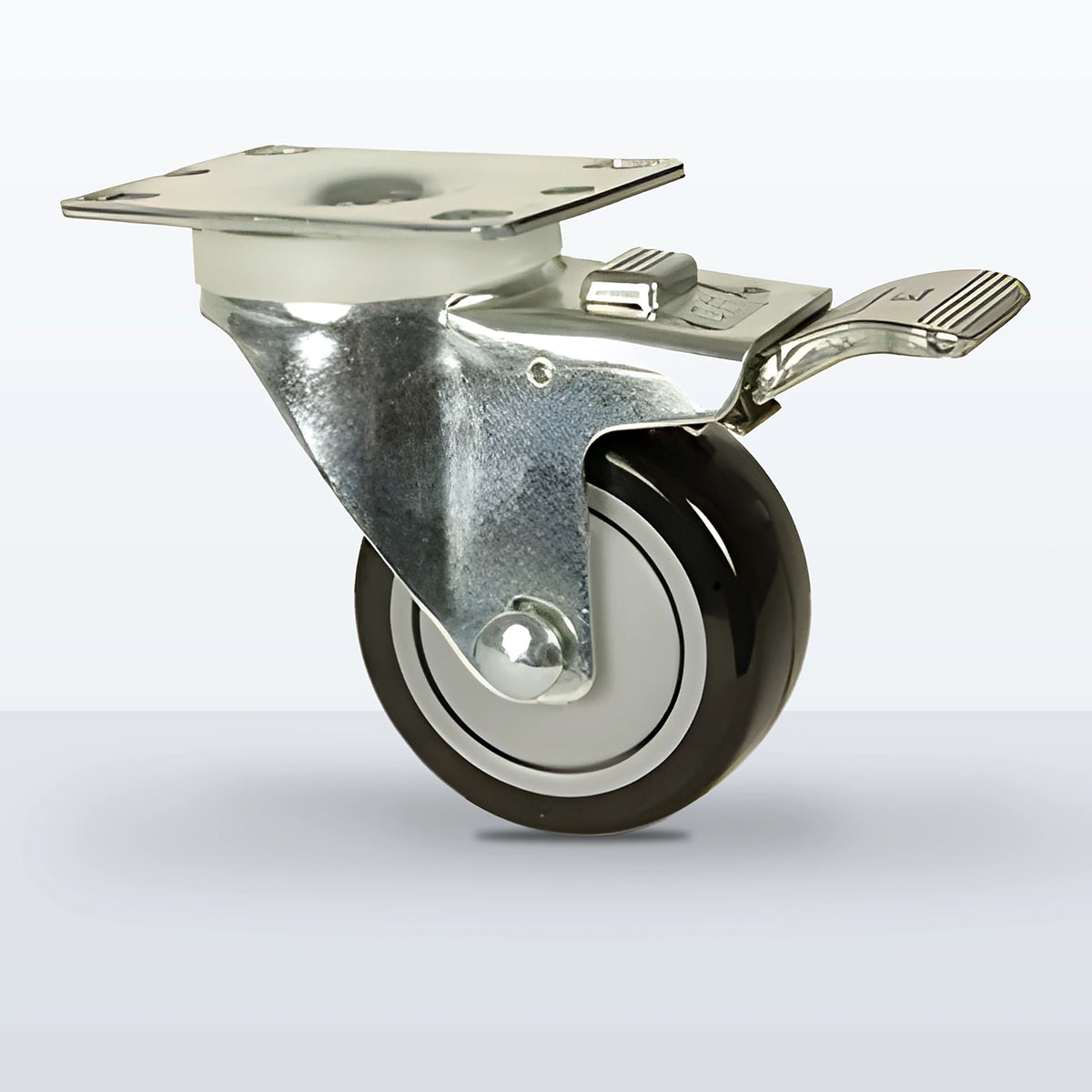 3" Polyurethane on Polypropylene Caster, Top Plate, 250 lb Capacity - Ball Bearing with Full Thread Guard