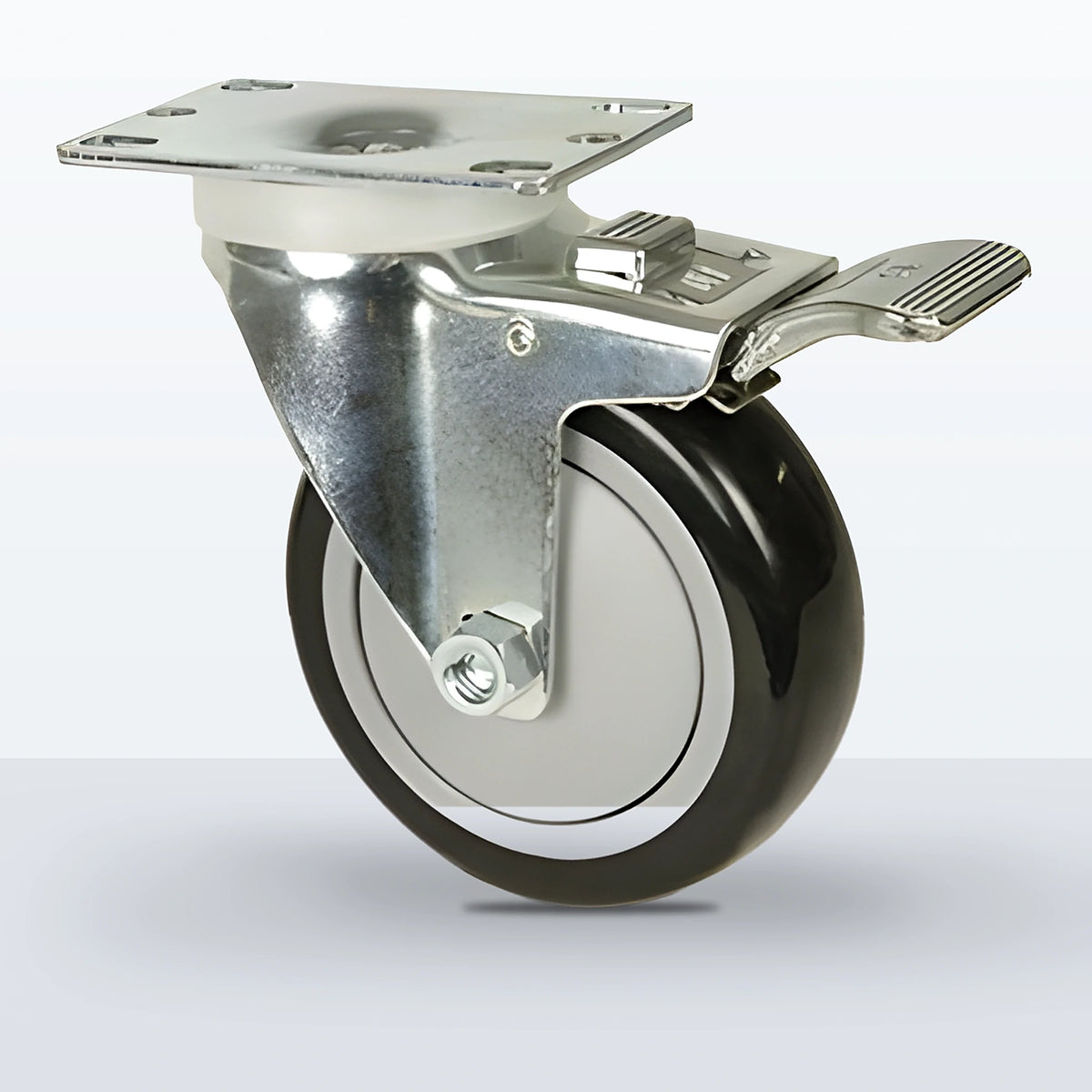4" Polyurethane on Polypropylene Caster, Top Plate, 300 lb Capacity - Ball Bearing with Full Thread Guard