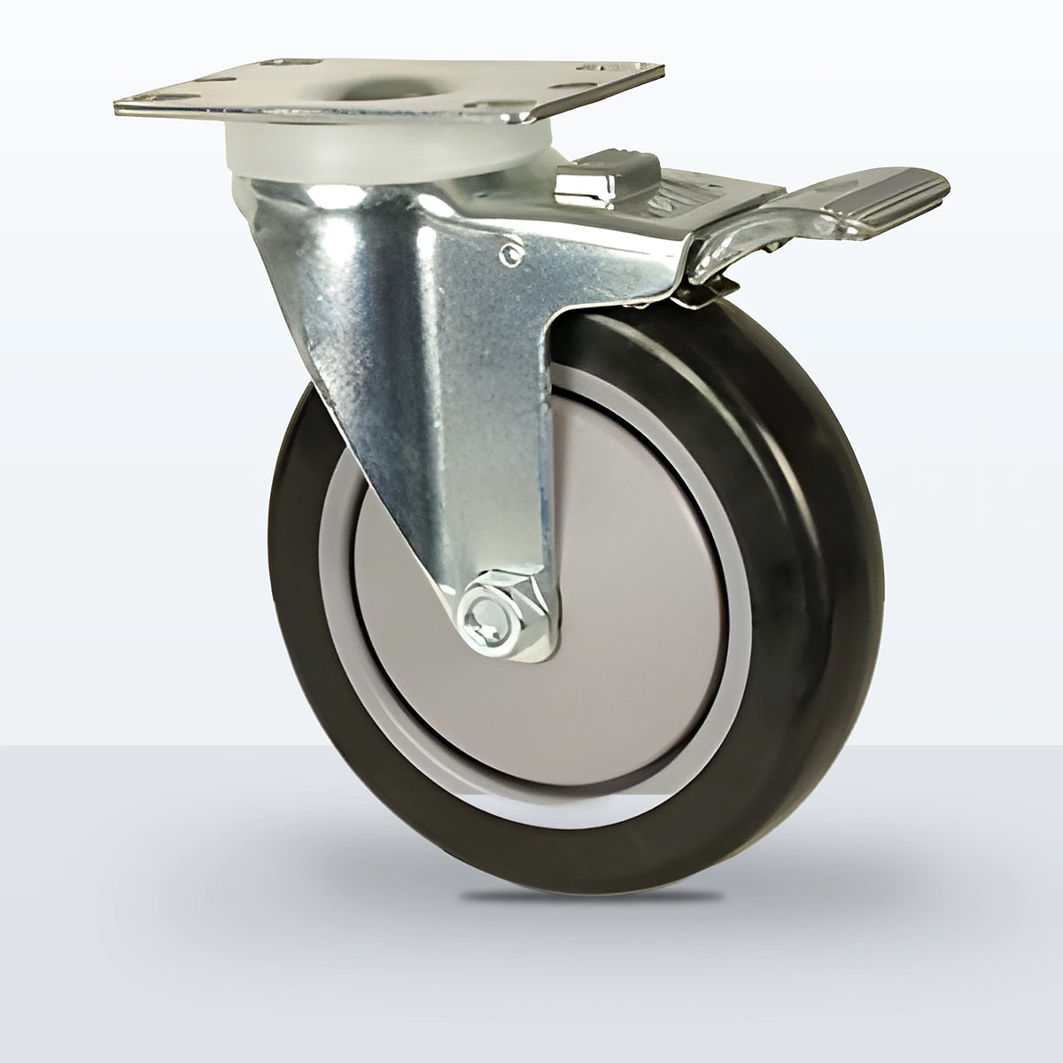 5" Polyurethane on Polypropylene Caster, Top Plate, 300 lb Capacity - Ball Bearing with Full Thread Guard