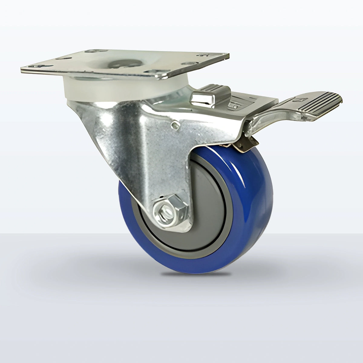 3" Polyurethane on Polypropylene Caster, Top Plate, 250 lb Capacity - Ball Bearing with Full Thread Guard