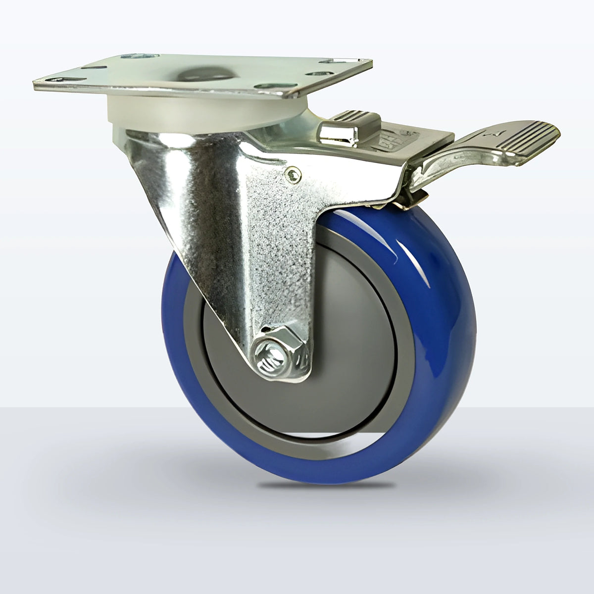 4" Polyurethane on Polypropylene Caster, Top Plate, 300 lb Capacity - Ball Bearing with Full Thread Guard
