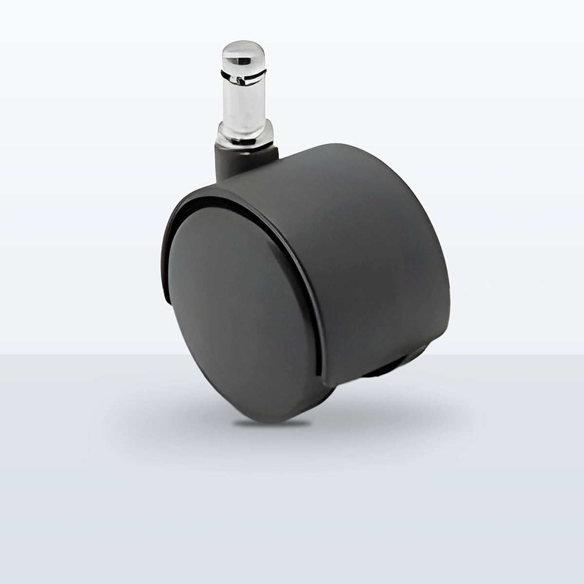 Economy Twin Wheel Caster, 52MM (1.9685") Wheel, Stem 7/16" X 1-7/16" GRIP RING, 75 lb Capacity