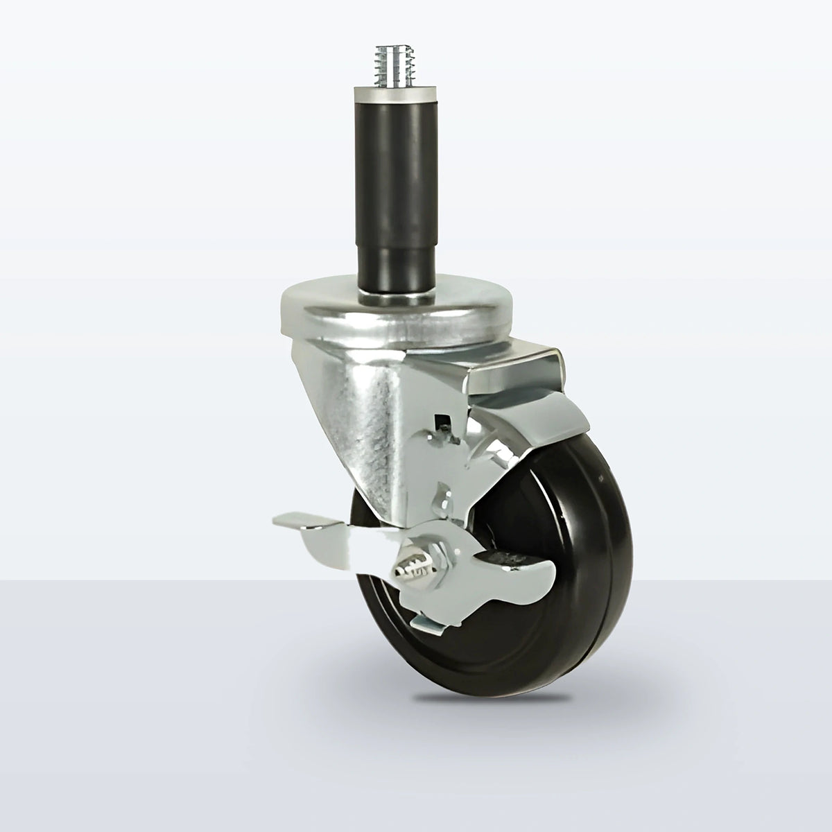 3-1/2" Hard Rubber Expansion Stem Caster, 285 lb Capacity - Plain