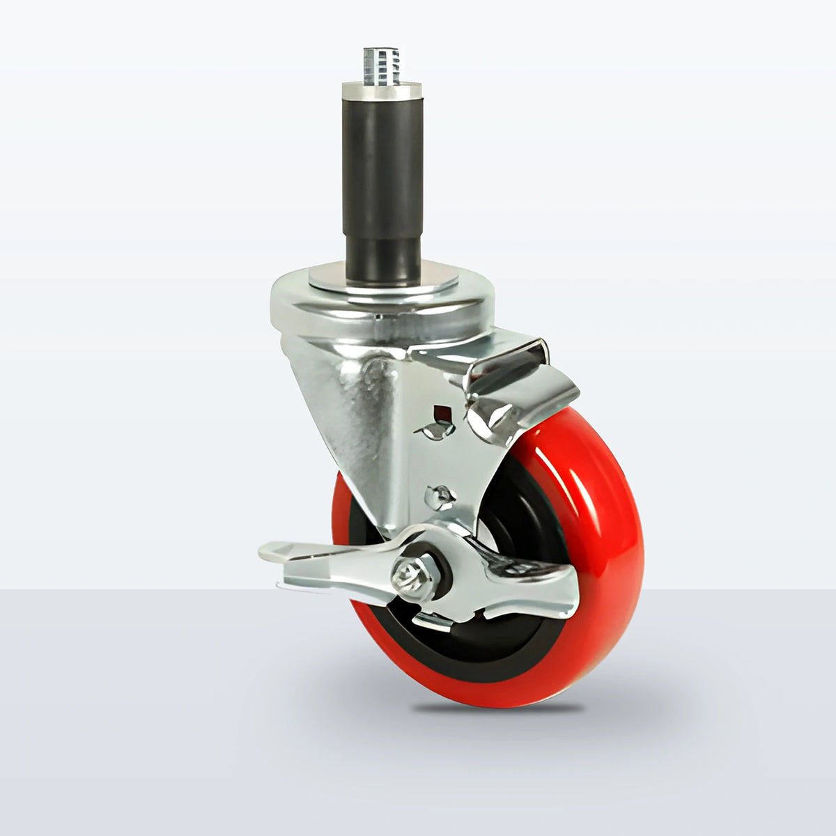 4" Polyurethane on Polypropylene Expansion Stem Caster, 300 lb Capacity - Delrin with Steel Bushing