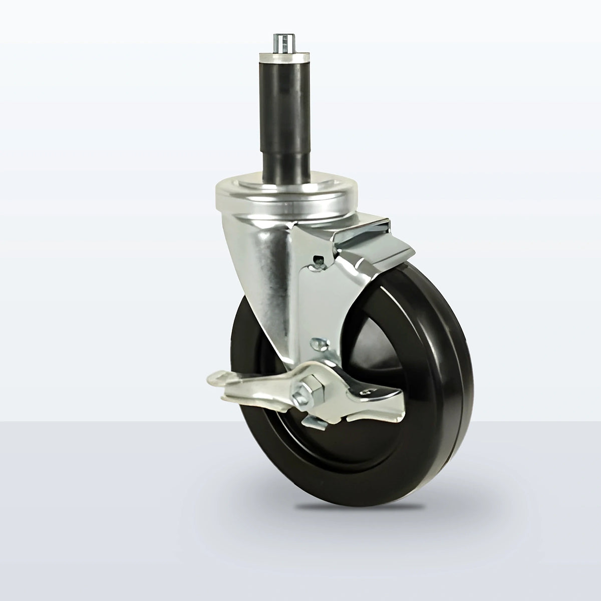 4" Soft Rubber Expansion Stem Caster, 220 lb Capacity - Plain