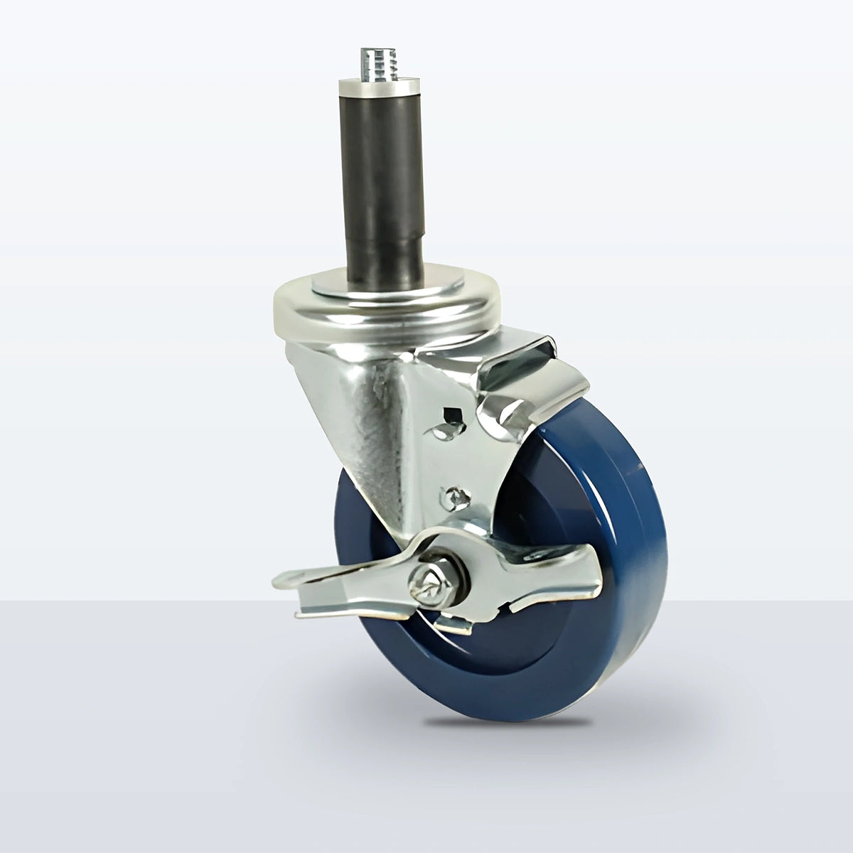 4" Solid Polyurethane Expansion Stem Caster, 300 lb Capacity - Plain with Steel Bushing