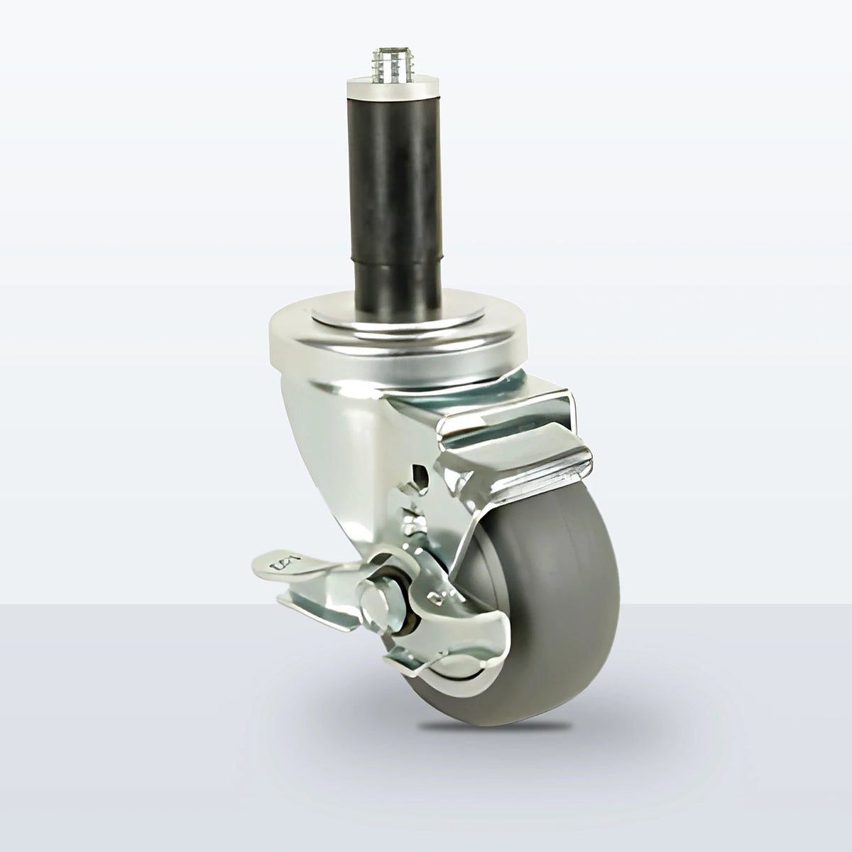 3" Thermoplastic Rubber on Polypropylene Expansion Stem Caster, 210 lb Capacity - Ball Bearing with Full Thread Guard
