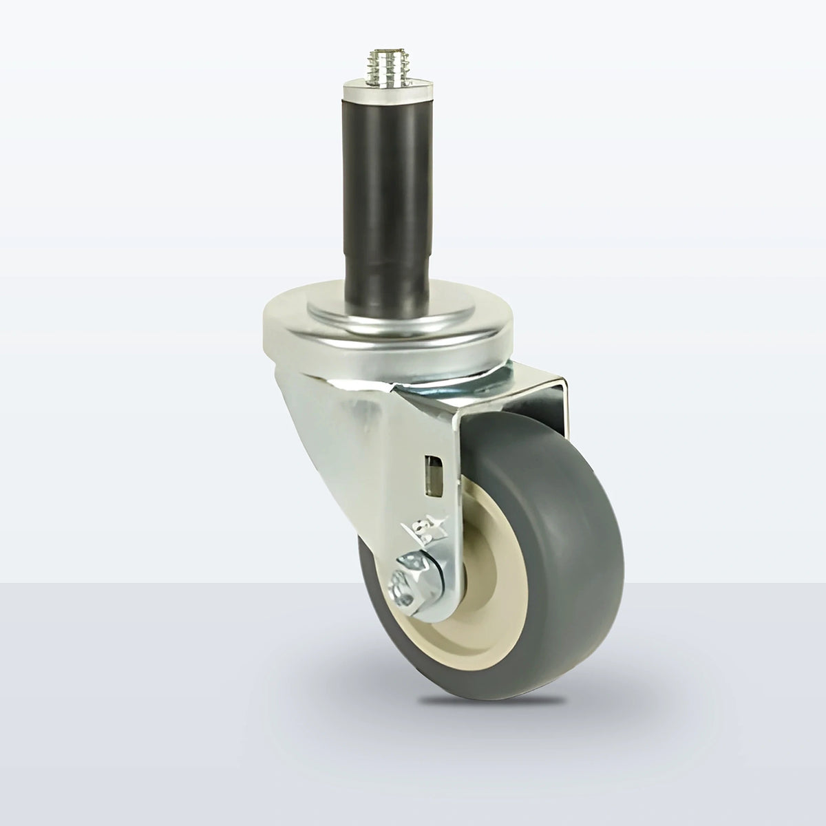3" Thermoplastic Rubber on Polypropylene Expansion Stem Caster, 210 lb Capacity - Plain with Steel Bushing