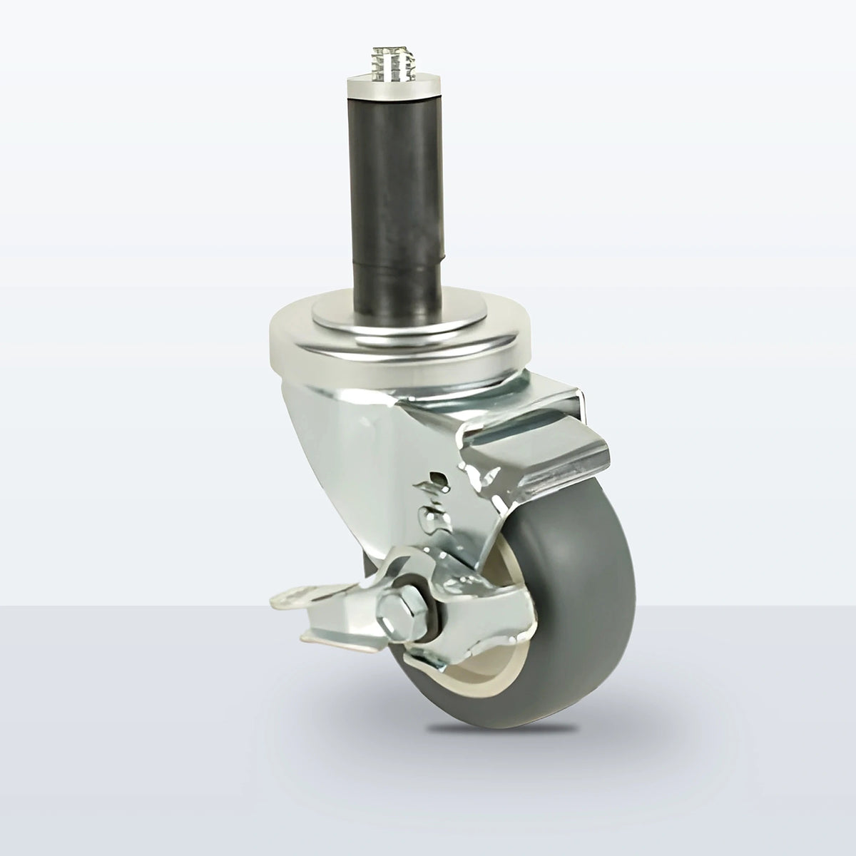 3" Thermoplastic Rubber on Polypropylene Expansion Stem Caster, 210 lb Capacity - Plain with Steel Bushing
