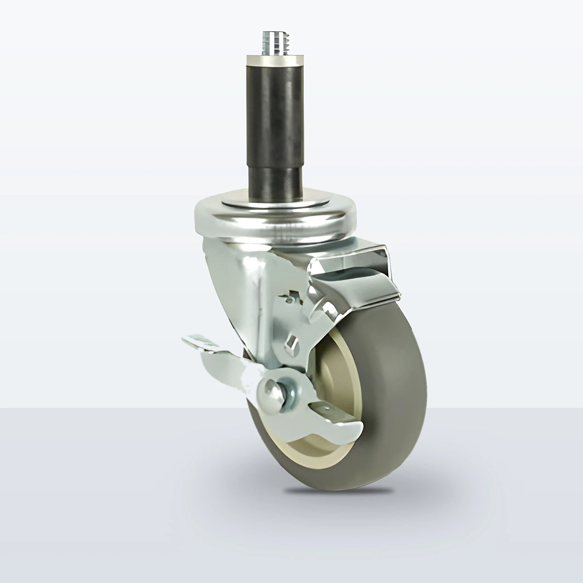 3-1/2" Thermoplastic Rubber on Polypropylene Expansion Stem Caster, 230 lb Capacity - Plain with Steel Bushing