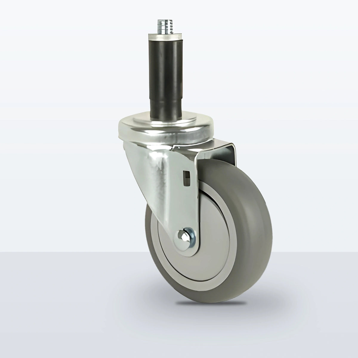 4" Thermoplastic Rubber on Polypropylene Expansion Stem Caster, 250 lb Capacity - Ball Bearing with Full Thread Guard