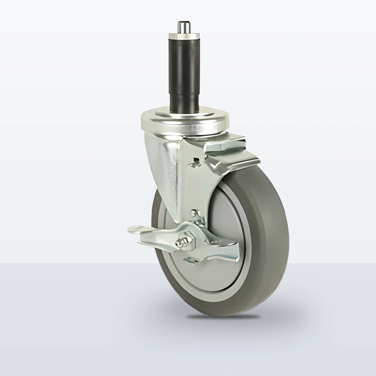5" Thermoplastic Rubber on Polypropylene Expansion Stem Caster, 300 lb Capacity - Ball Bearing with Full Thread Guard
