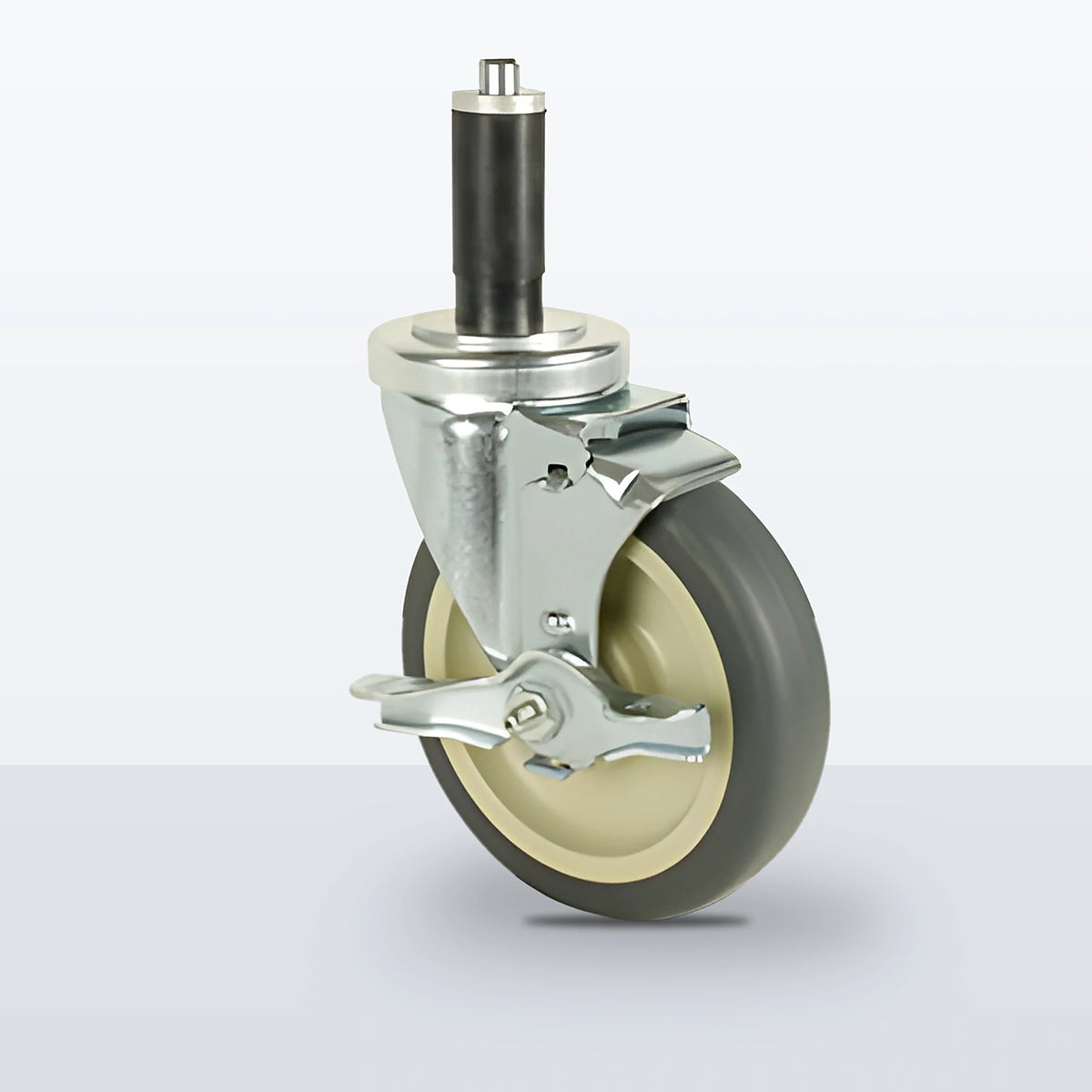 5" Thermoplastic Rubber on Polypropylene Expansion Stem Caster, 300 lb Capacity - Plain with Steel Bushing