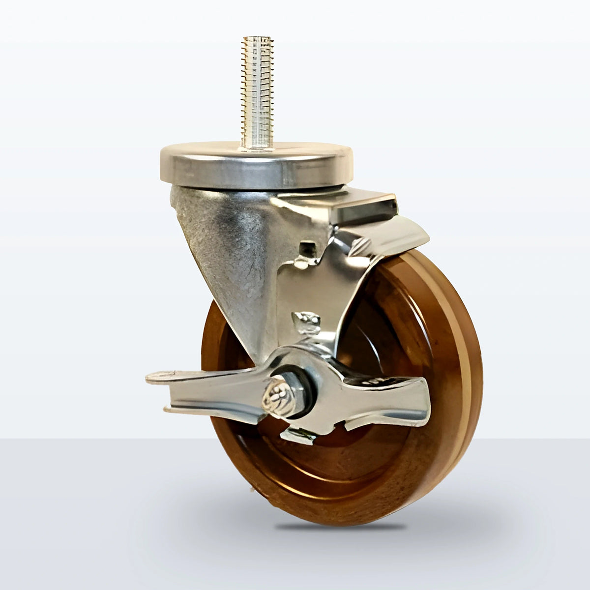 4" High Temp Phenolic Stem Caster, Threaded Stem 1/2"-13 X 1-1/2", 250 lb Capacity - Plain with Top Hat Bushings