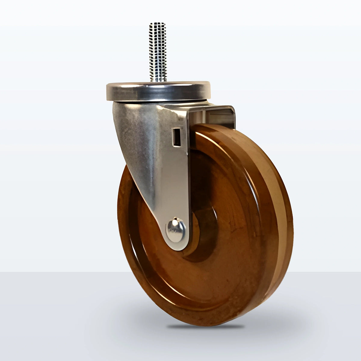 5" High Temp Phenolic Stem Caster, Threaded Stem 1/2"-13 X 1-1/2", 300 lb Capacity - Plain with Top Hat Bushings
