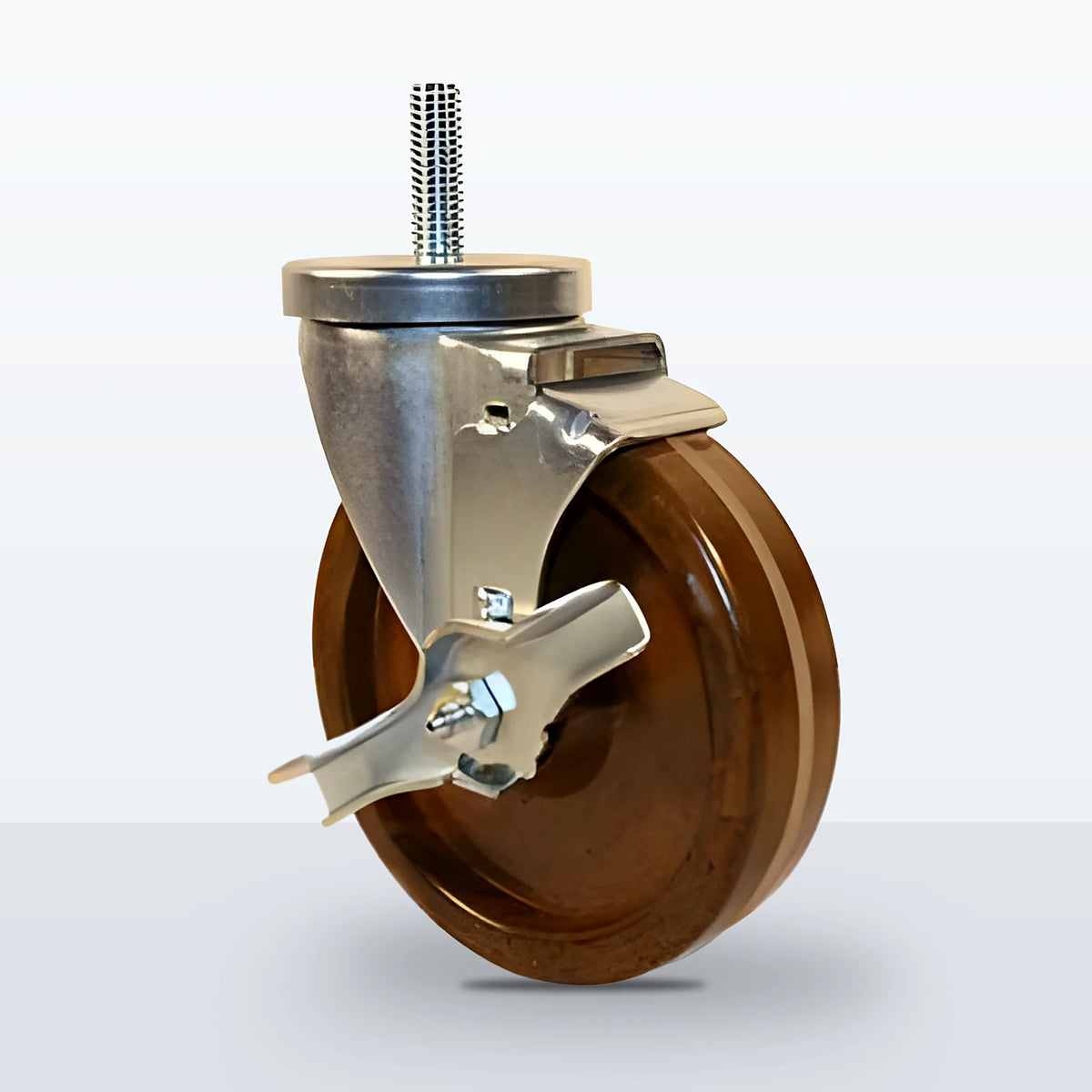 5" High Temp Phenolic Stem Caster, Threaded Stem 1/2"-13 X 1-1/2", 300 lb Capacity - Plain with Top Hat Bushings