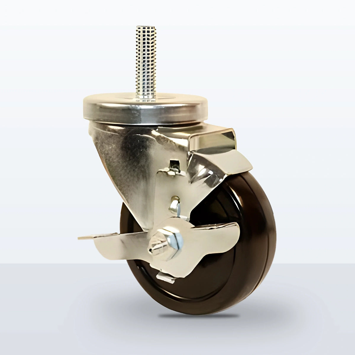 3-1/2" Hard Rubber Stem Caster, Threaded Stem 1/2"-13 X 1-1/2", 285 lb Capacity - Plain