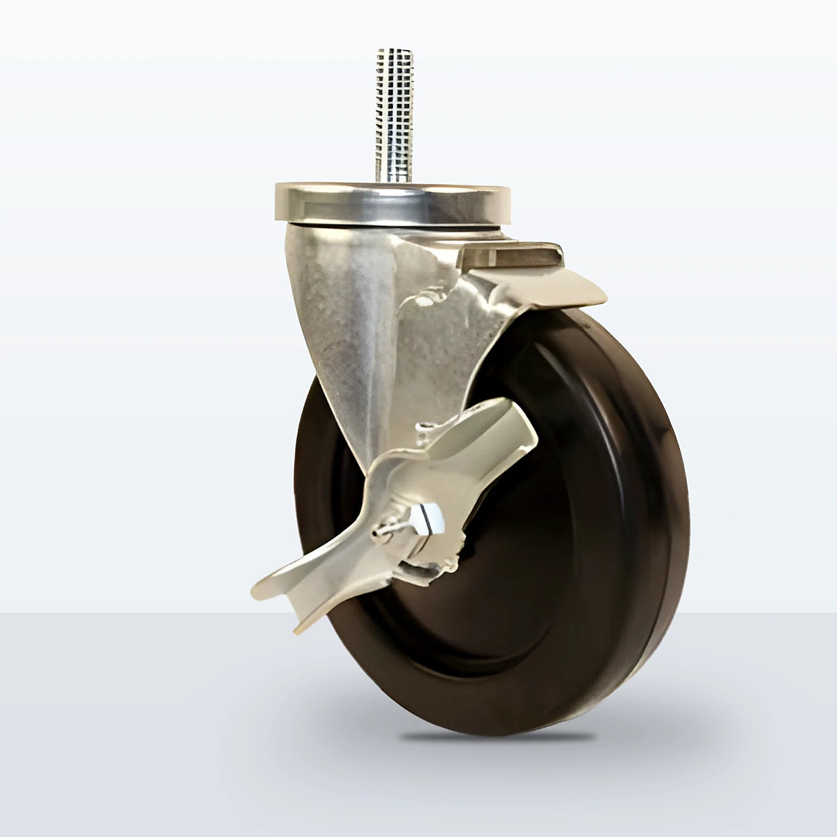 5" Hard Rubber Stem Caster, Threaded Stem 1/2"-13 X 1-1/2", 325 lb Capacity - Plain