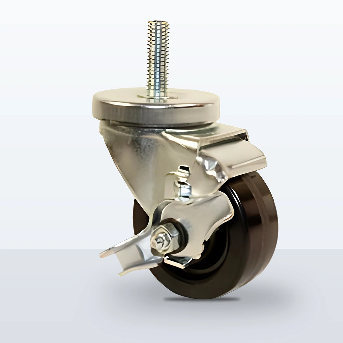 3" Phenolic Stem Caster, Threaded Stem 1/2"-13 X 1-1/2", 350 lb Capacity - Plain with Top Hat Bushings