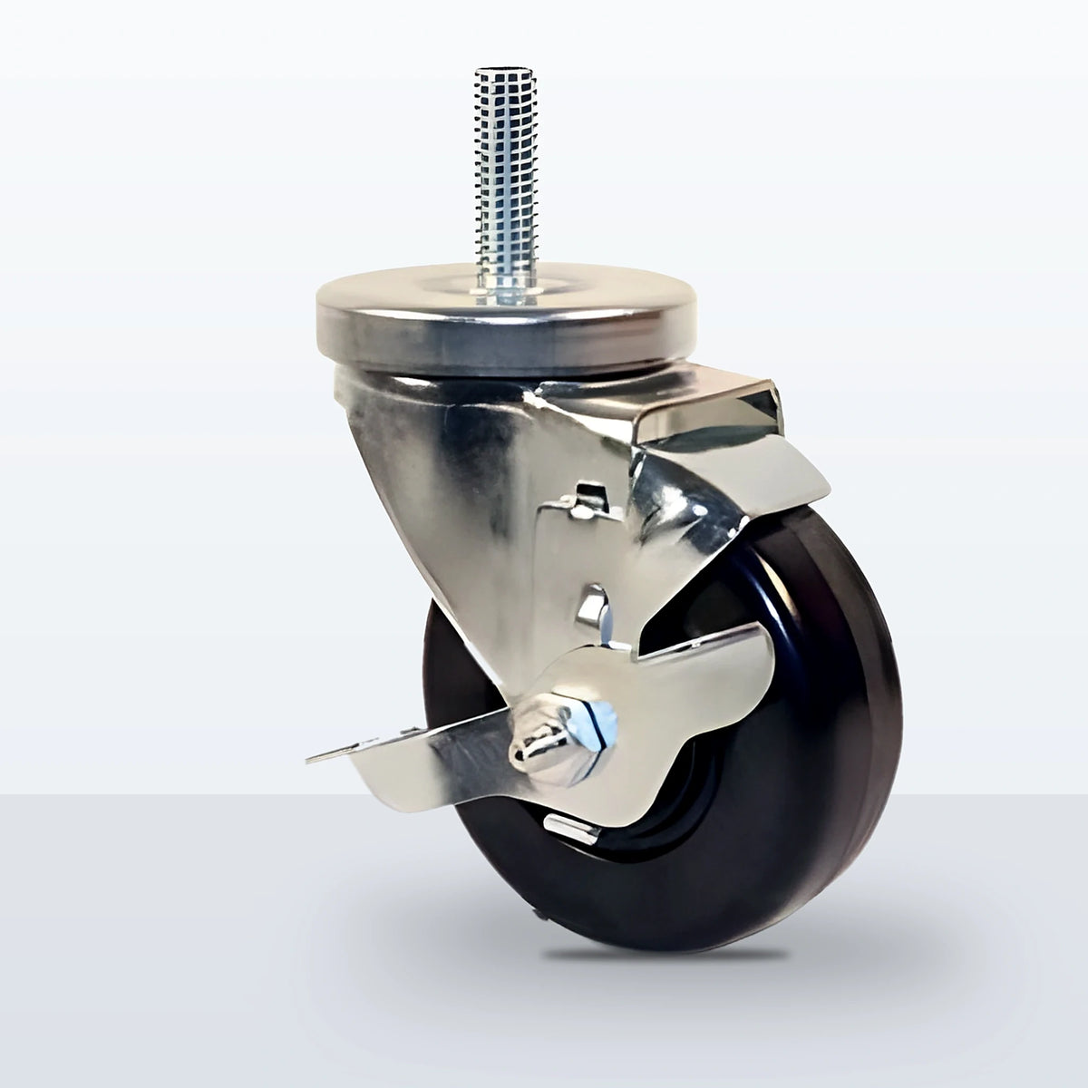 4" Phenolic Stem Caster, Threaded Stem 1/2"-13 X 1-1/2", 350 lb Capacity - Plain with Top Hat Bushings