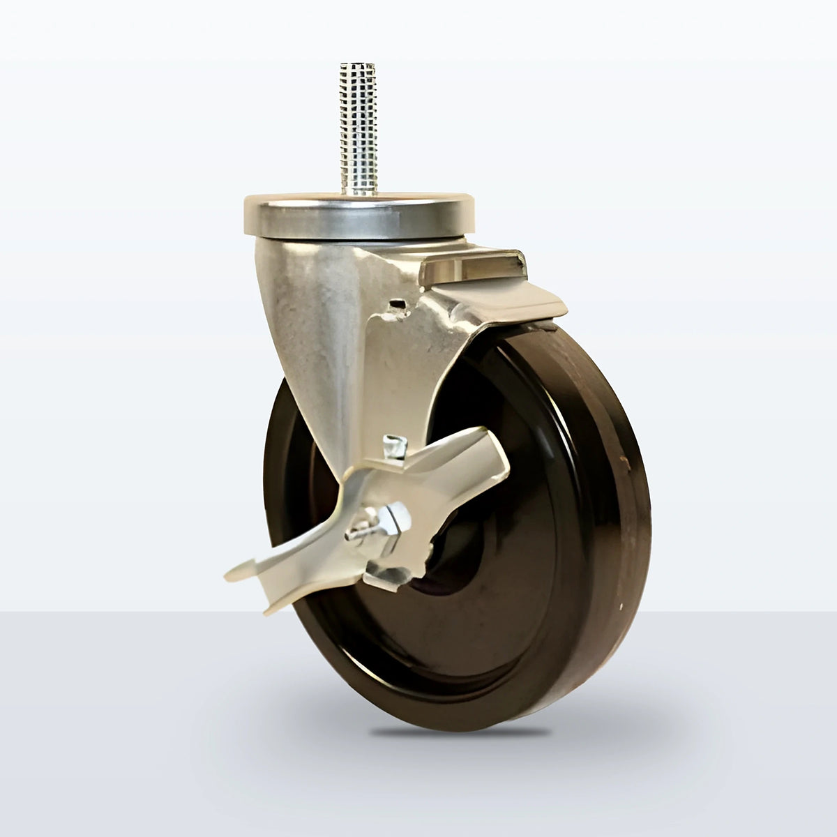 5" Phenolic Stem Caster, Threaded Stem 1/2"-13 X 1-1/2", 350 lb Capacity - Plain with Top Hat Bushings