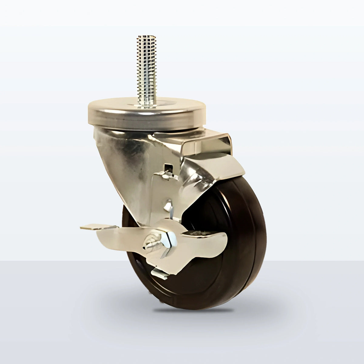 3-1/2" Soft Rubber Stem Caster, Threaded Stem 1/2"-13 X 1-1/2", 200 lb Capacity - Plain