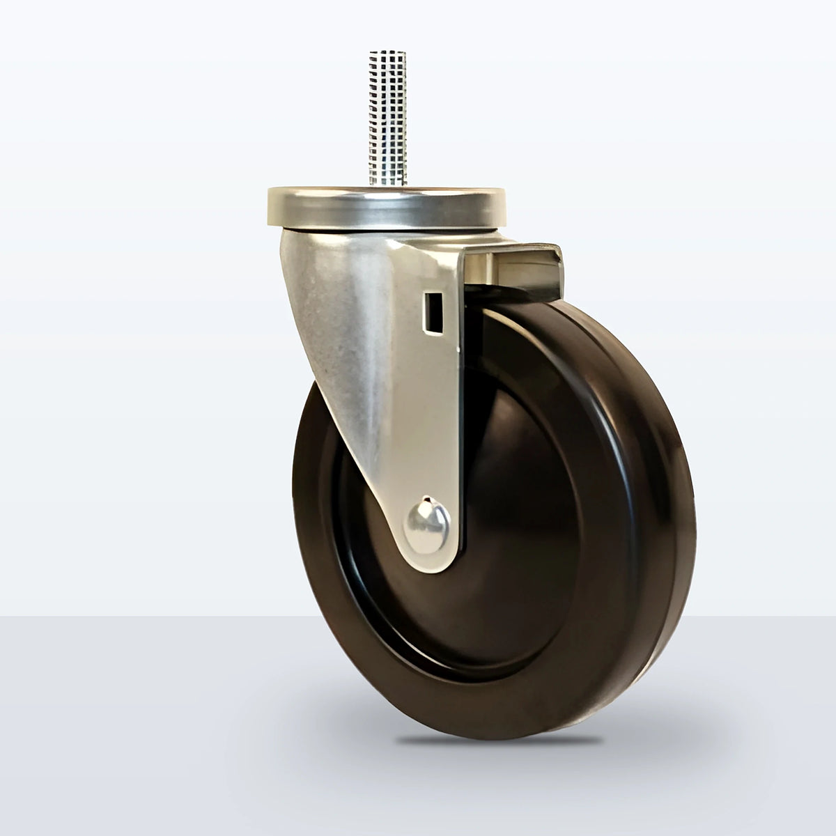 5" Soft Rubber Stem Caster, Threaded Stem 1/2"-13 X 1-1/2", 250 lb Capacity - Plain
