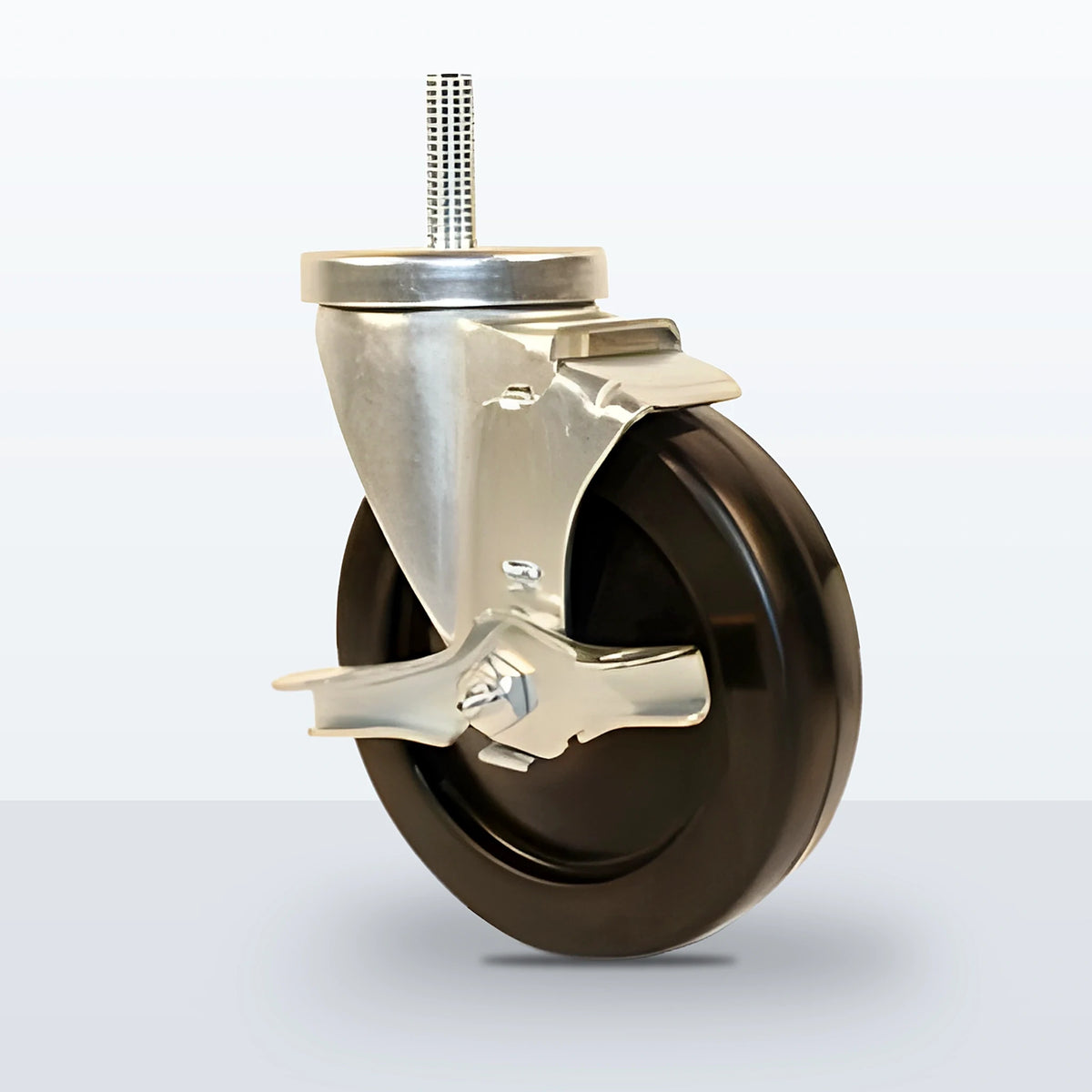 5" Soft Rubber Stem Caster, Threaded Stem 1/2"-13 X 1-1/2", 250 lb Capacity - Plain