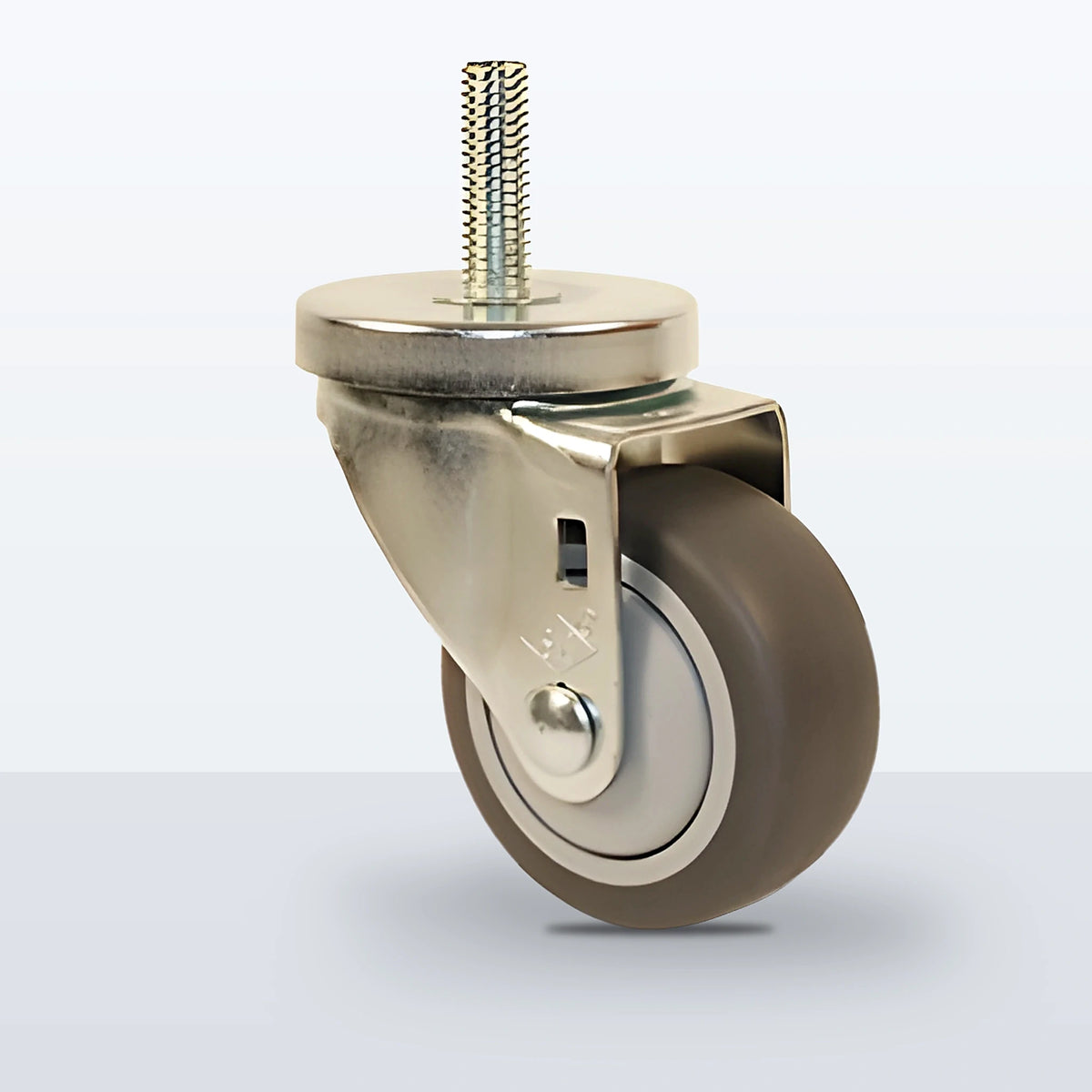 3" Thermoplastic Rubber on Polypropylene Stem Caster, Threaded Stem 1/2"-13 X 1-1/2", 210 lb Capacity - Ball Bearing with Full Thread Guard