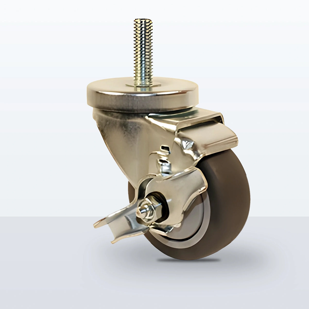 3" Thermoplastic Rubber on Polypropylene Stem Caster, Threaded Stem 1/2"-13 X 1-1/2", 210 lb Capacity - Ball Bearing with Full Thread Guard