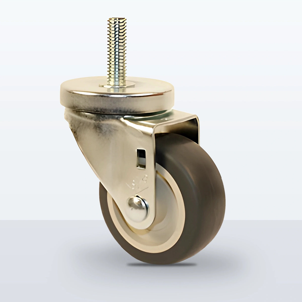 3" Thermoplastic Rubber on Polypropylene Stem Caster, Threaded Stem 1/2"-13 X 1-1/2", 210 lb Capacity - Plain with Steel Bushing