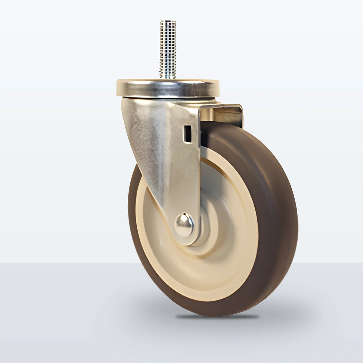 5" Thermoplastic Rubber on Polypropylene Stem Caster, Threaded Stem 1/2"-13 X 1-1/2", 300 lb Capacity - Plain with Steel Bushing