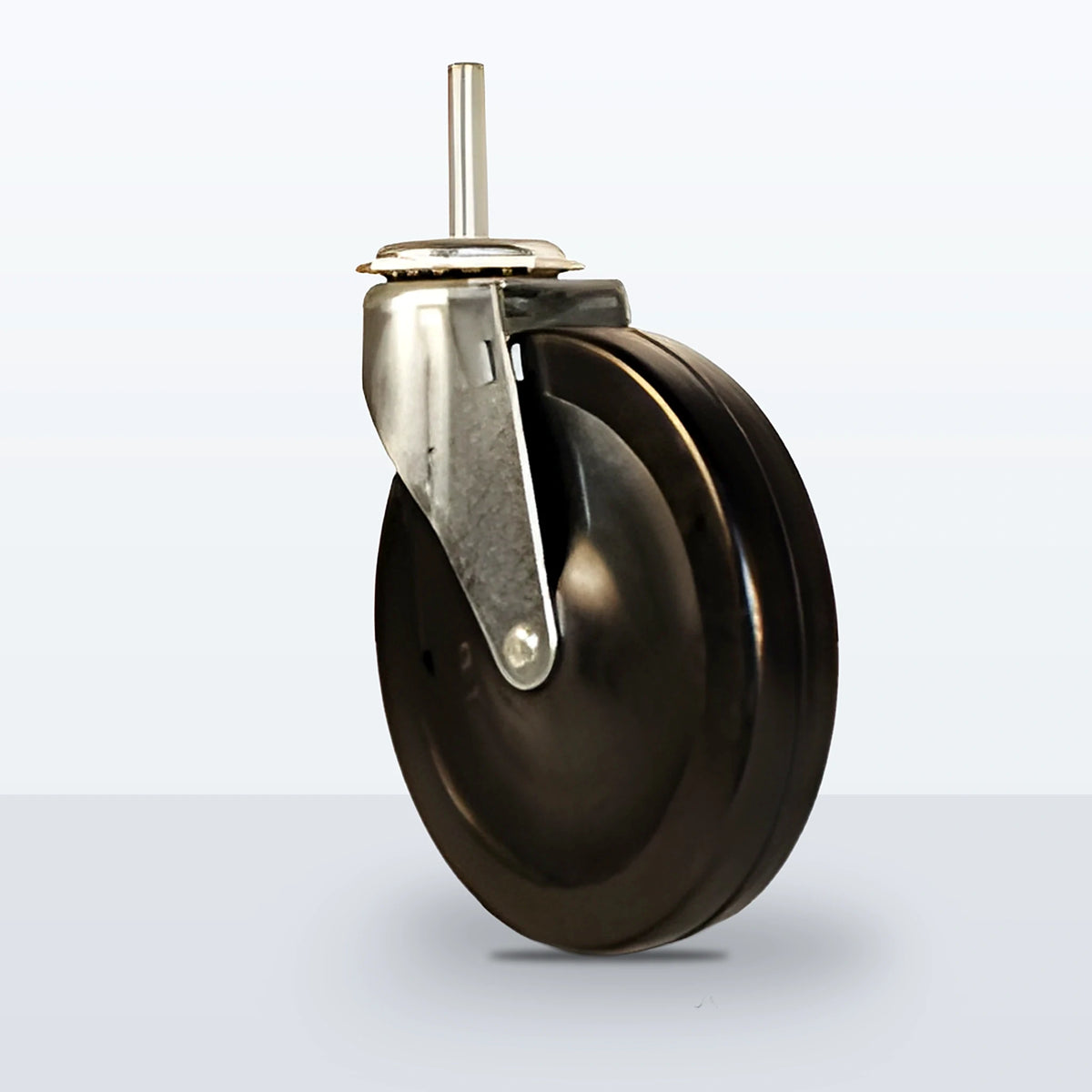 5" Soft Rubber Stem Caster, Threaded Stem 3/8"- 16 X1-1/2", 130 lb Capacity - Plain