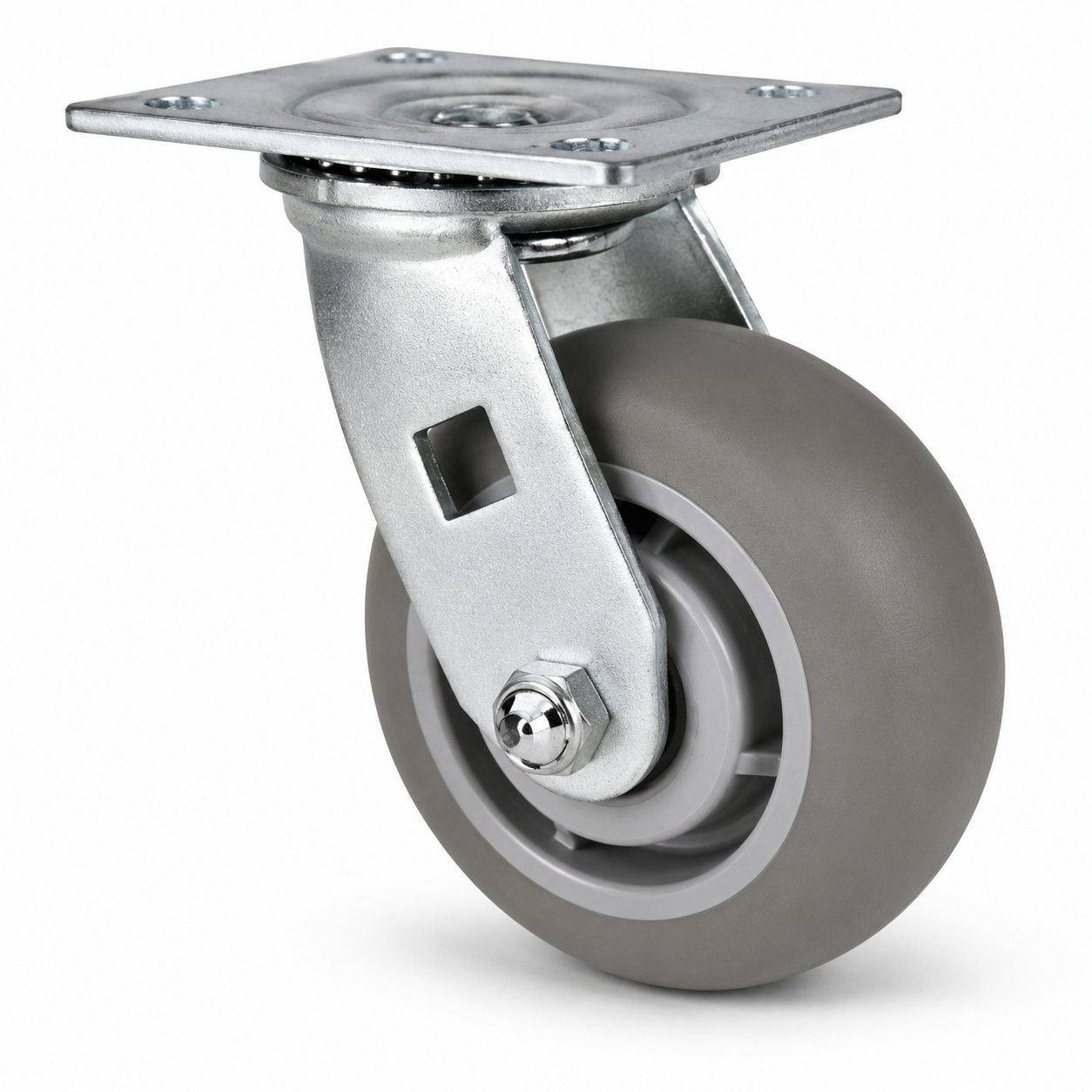 5" TPR Crown Tread Swivel, Top Plate, 350 lb Capacity