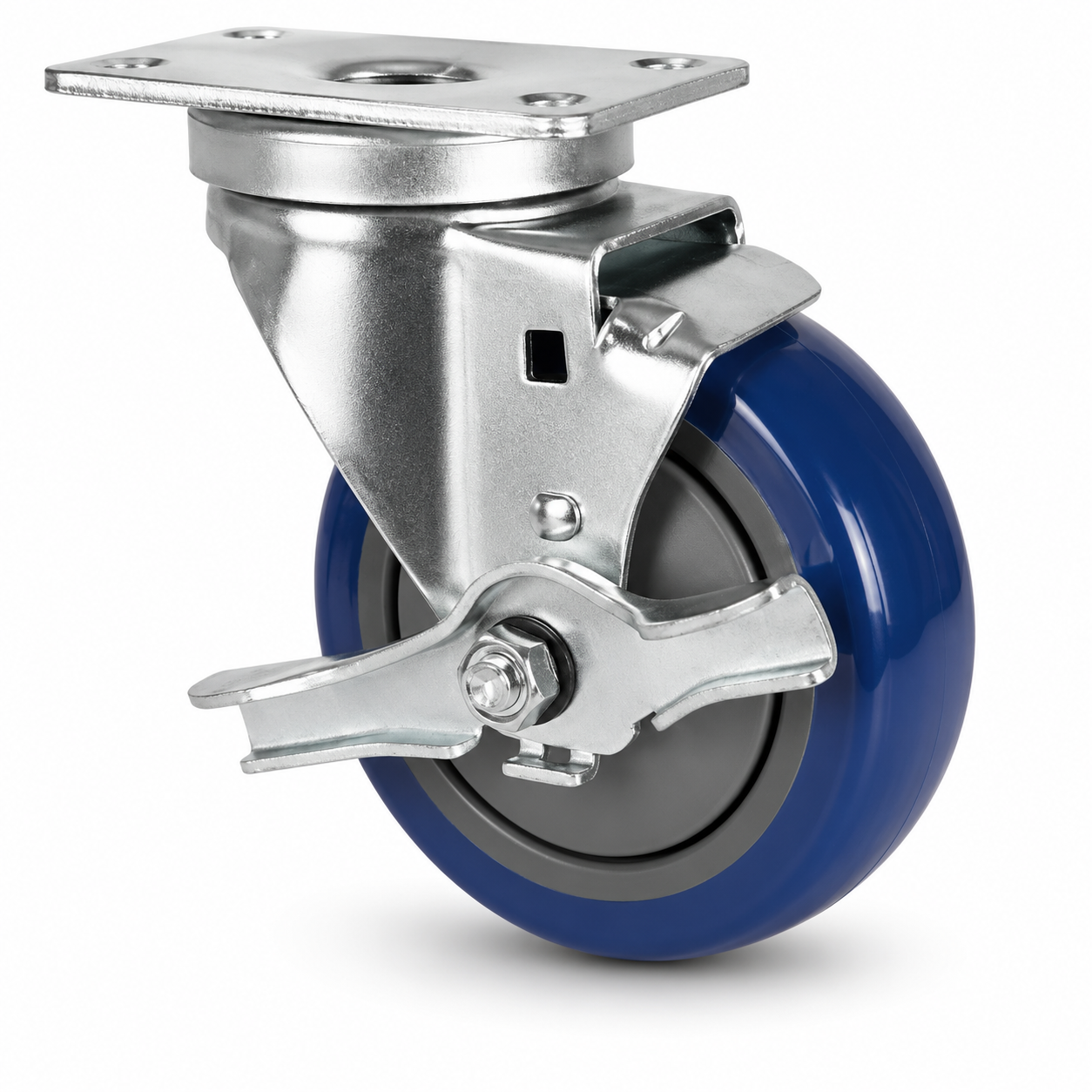 3.5" Polyurethane Swivel with Brake, Top Plate, 250 lb Capacity