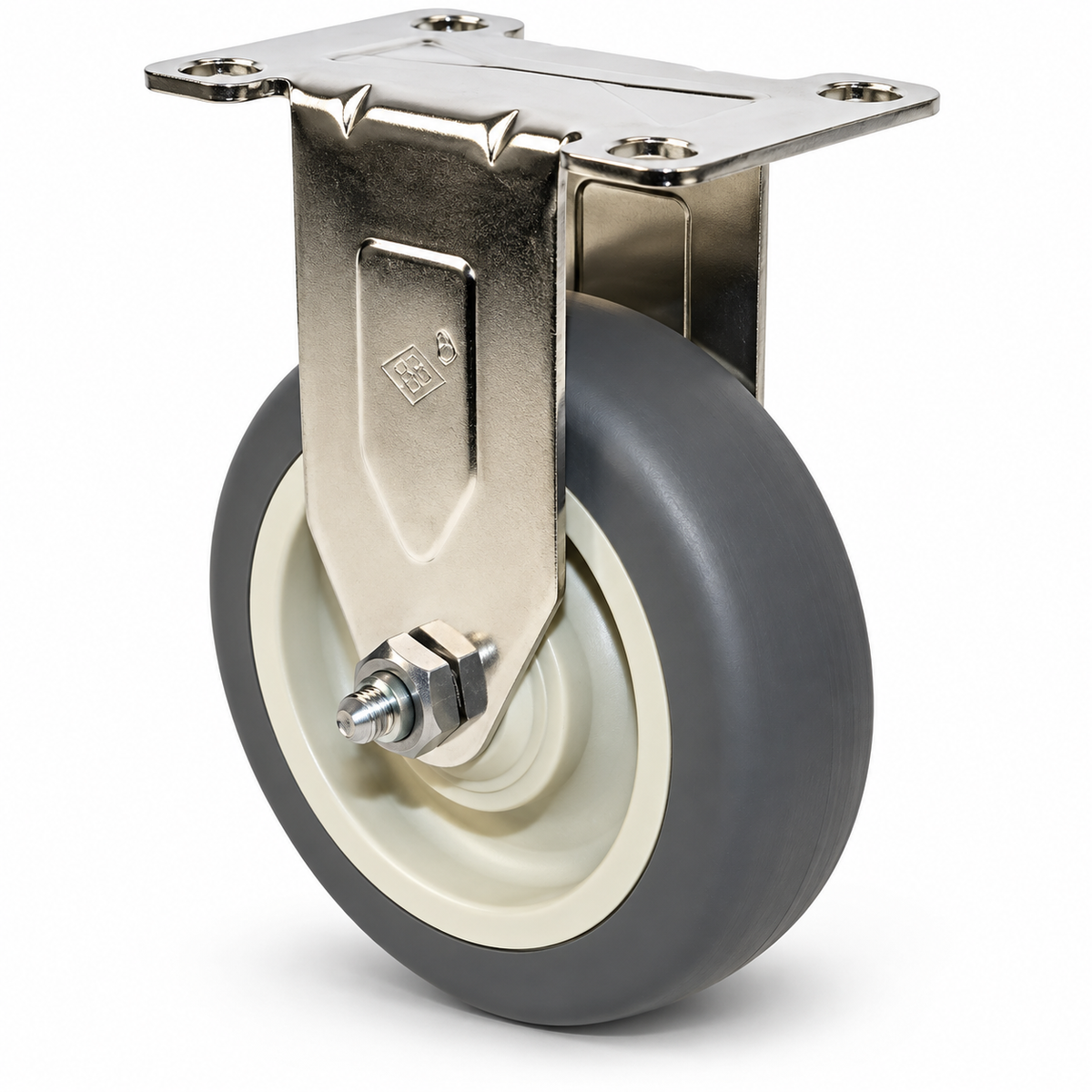 5" TPR Rigid, Top Plate, 300 lb Capacity, Stainless Steel
