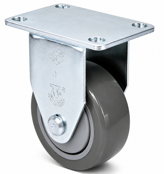 3" Polyurethane Rigid Caster, Top Plate, 250 lb Capacity
