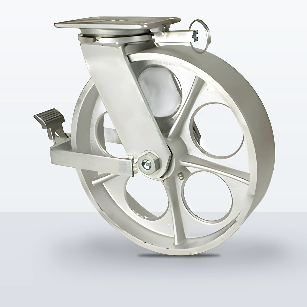 12" Cast Iron Caster, Top Plate, 2400 lb Capacity - Roller Bearing