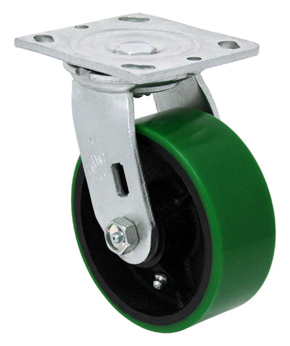 8" Polyurethane Swivel, Top Plate, 1250 lb Capacity