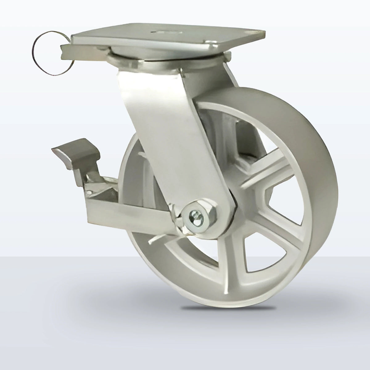 6" Cast Iron Caster, Top Plate, 2400 lb Capacity - Roller Bearing
