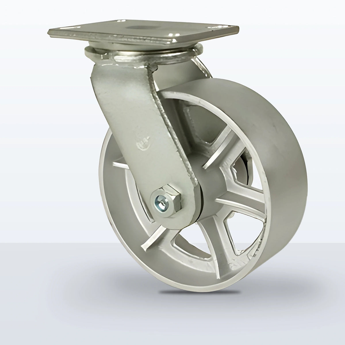 8" Cast Iron Caster, Top Plate, 2400 lb Capacity - Roller Bearing