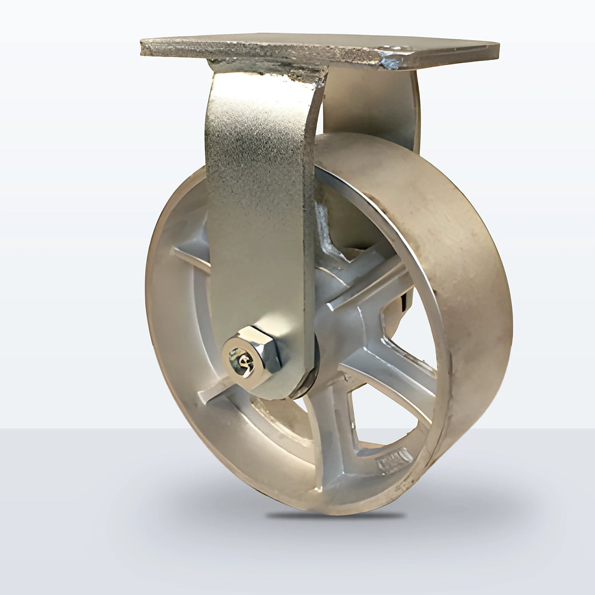 8" Cast Iron Caster, Top Plate, 2400 lb Capacity - Roller Bearing