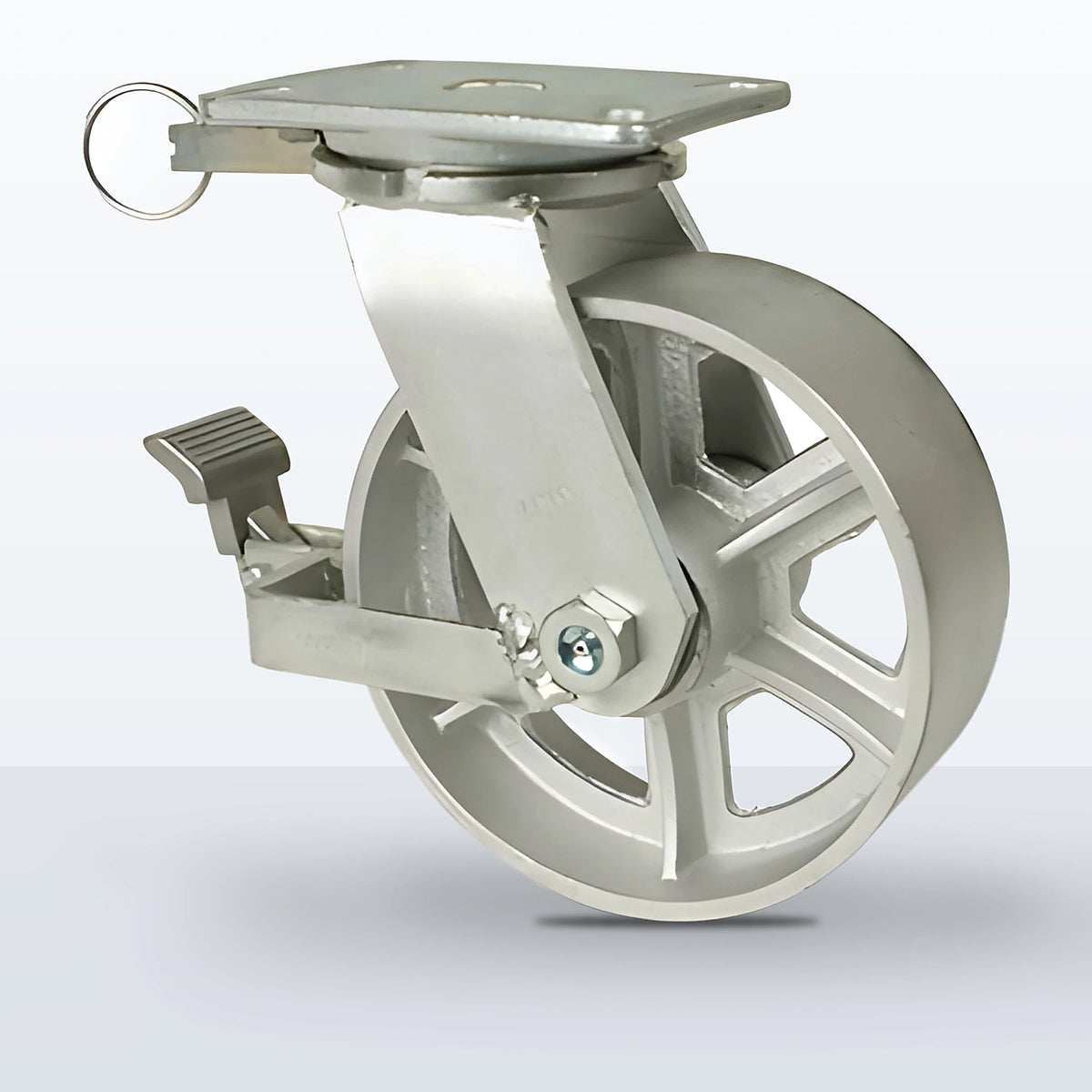 8" Cast Iron Caster, Top Plate, 2400 lb Capacity - Roller Bearing