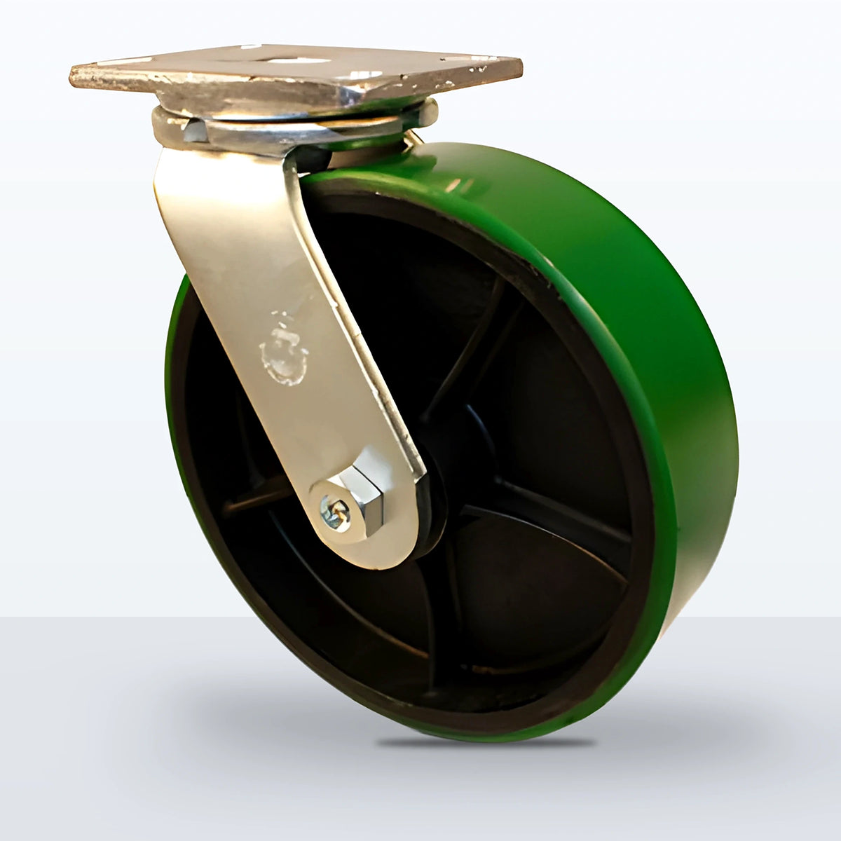 10" Polyurethane on Cast Iron Caster, Top Plate, 2400 lb Capacity - Roller Bearing