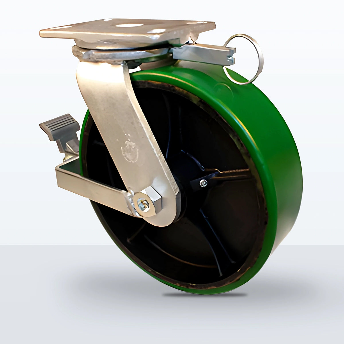 10" Polyurethane on Cast Iron Caster, Top Plate, 2400 lb Capacity - Roller Bearing