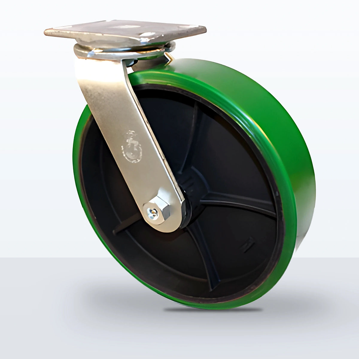 12" Polyurethane on Cast Iron Caster, Top Plate, 2400 lb Capacity - Roller Bearing